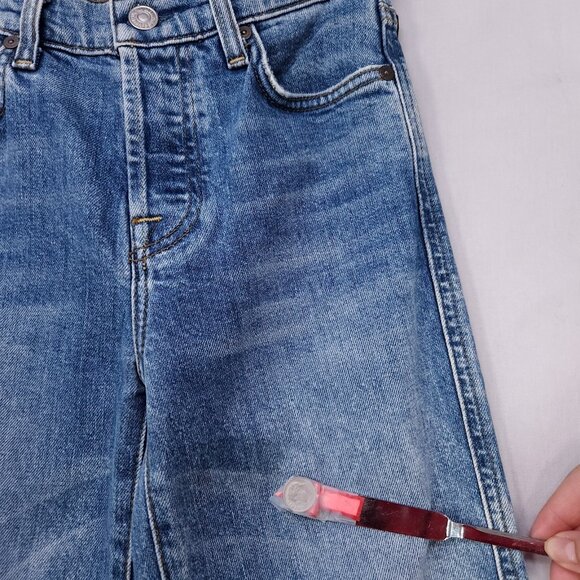 7 for All Mankind Edie Jeans Size 23 High Waist Crop Straight Leg Button Fly - Picture 5 of 16